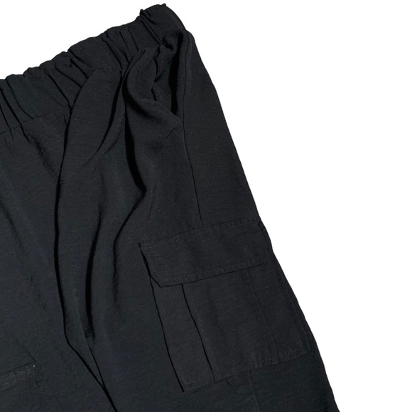 Joe Benbasset Black Paperbag Waist Cuffed Cargo Pants Lightweight Juniors Large - Picture 6 of 14
